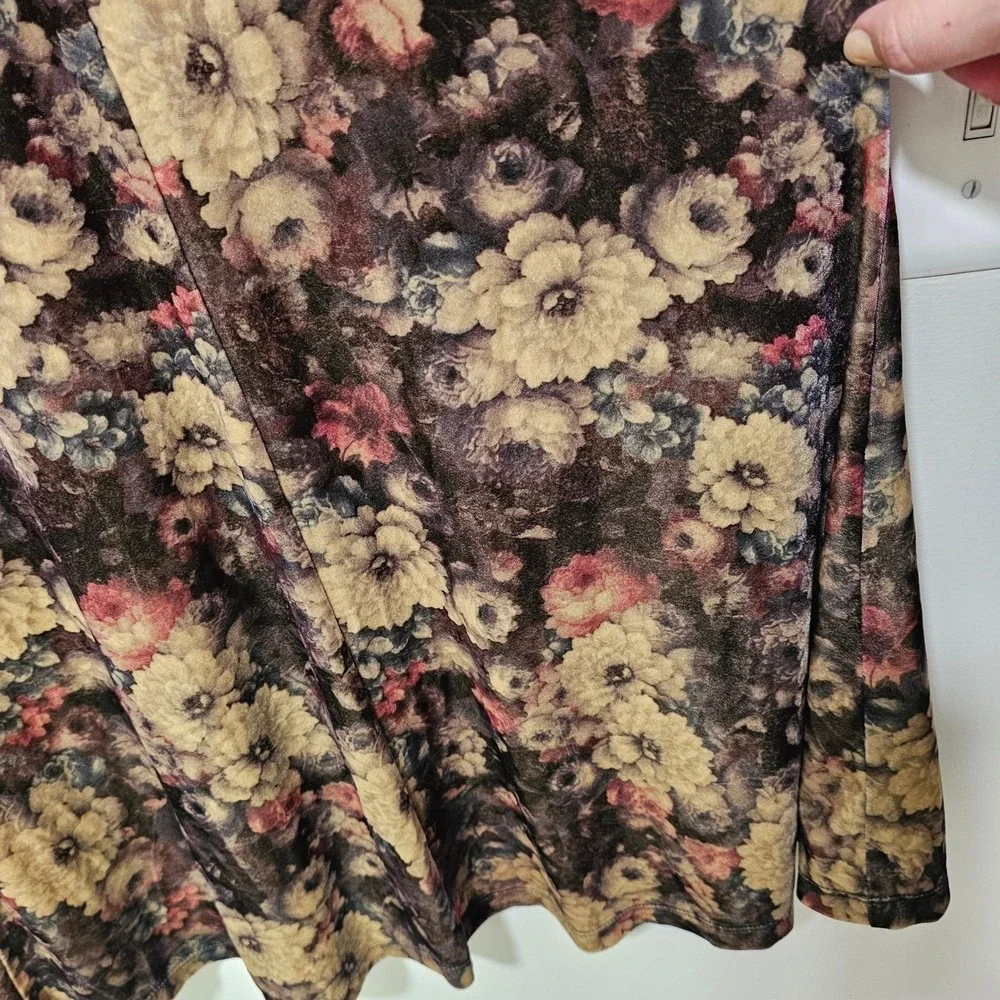 Vintage Forever 21 Floral Velvet Maxi Skirt Medium Fairygrunge Y2K Romantic